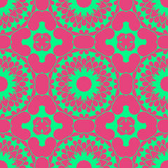 Pink and green retro pattern with geometric form