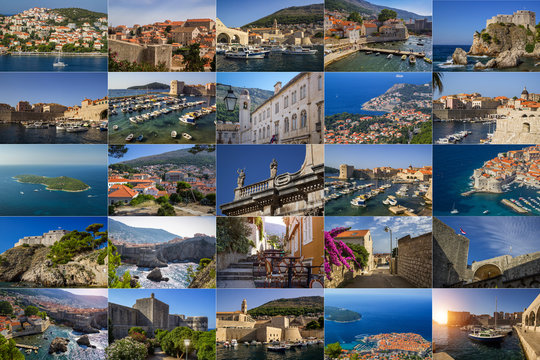 A collage of photos of the city of Dubrovnik. Croatia.
