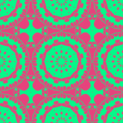 Pink and green retro pattern with geometric form