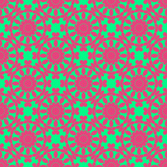Pink and green retro pattern with geometric form