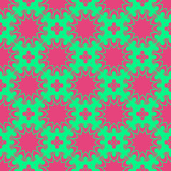 Pink and green retro pattern with geometric form