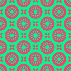 Pink and green retro pattern with geometric form