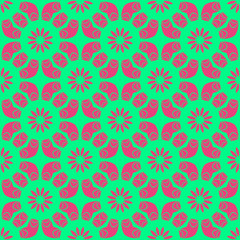 Pink and green retro pattern with geometric form