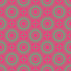 Pink and green retro pattern with geometric form