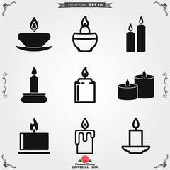 Candle vector icon. Light concept. Can be used for topics like celebration, holiday, decoration. Candles icons