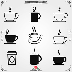 Coffee cup icon. Coffee drink vector symbol stock web illustration.