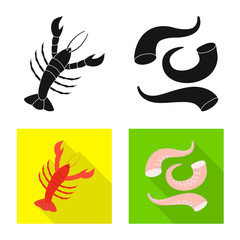 Obraz premium Vector design of fresh and restaurant logo. Collection of fresh and marine vector icon for stock.