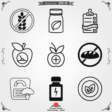 Dietary Vector Icon, Food Dietary Labels Isolated On Background