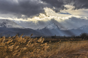 sunset in mountains