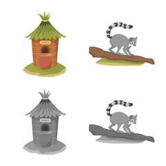 Vector design of nature  and fun  sign. Set of nature  and entertainment stock symbol for web.