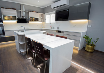 Modern kitchen design in a luxury apartment
