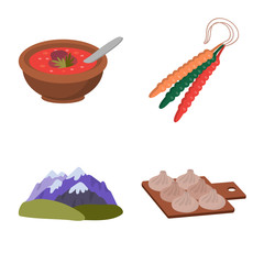 Isolated object of Caucasus and traditions logo. Collection of Caucasus and attributes stock vector illustration.