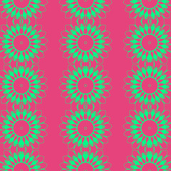 Fototapeta na wymiar green and pink color floral spring pattern