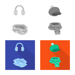 Vector illustration of clothes  and texture logo. Set of clothes  and weather  vector icon for stock.