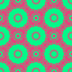 green and pink color floral spring pattern