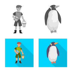 Vector design of nature  and fun  logo. Set of nature  and entertainment stock symbol for web.