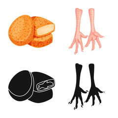 Vector illustration of product and poultry logo. Set of product and agriculture    vector icon for stock.