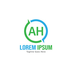 AH Letter Logo Design. Creative Modern AH Letters Icon Illustration