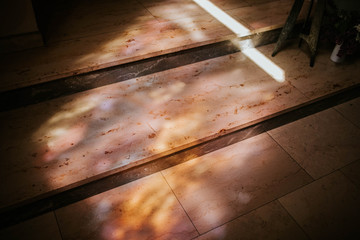 sun reflection on stairs