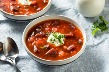 Homemade Russian Beet Borscht Soup
