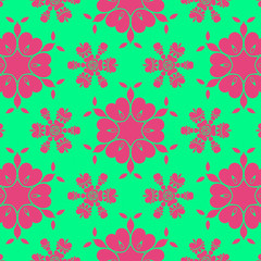 Fototapeta na wymiar Floral beauty sprig pattern with pink and green color