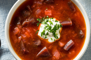 Homemade Russian Beet Borscht Soup