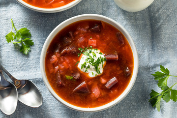 Homemade Russian Beet Borscht Soup