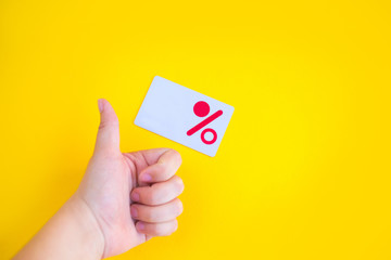 Discount card on yellow background