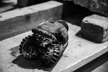 Tricone rusted steel drilling bit from gold mining industry