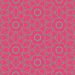 Pink and green beauty floral flat pattern cover design