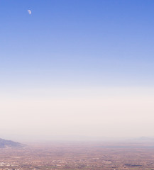 Lowlands of Macedonia region of Greece - moon still high in the sky