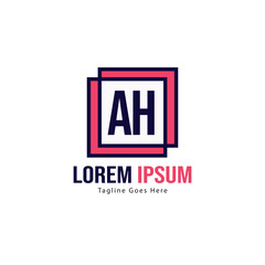 AH Letter Logo Design. Creative Modern AH Letters Icon Illustration