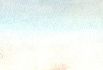 Light sky blue watercolor background. Aquarelle paint paper textured canvas element for text design, greeting card, template. Handmade illustration