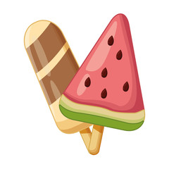 Delicious popsicle ice creams cartoons