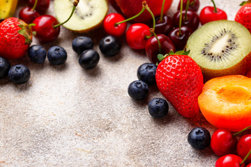 Fruits and berries summer background