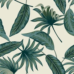 Papier peint Palmiers Feuilles de palmiers tropicaux, jungle laisse fond de motifs floraux vectorielle continue.