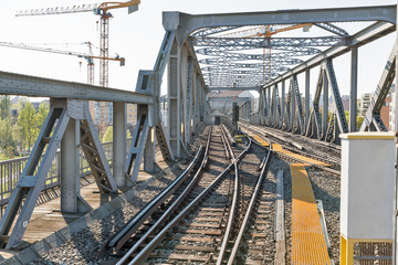 Cityscape with U-Bahn railway in Berlin, Germany.