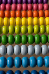 Abacus with colorful beads closeup