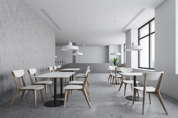 Industrial style white bar interior