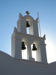 Typical church belltower on Santorini island....