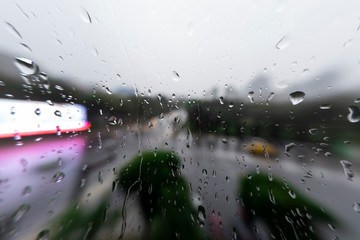 rain drops on window. summer rain