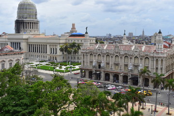 Havana center and view of Capitol building and parks from high ground