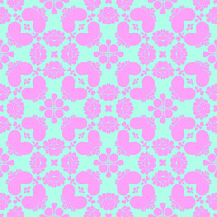 Fototapeta na wymiar Blue pink beautiful pattern with floral element