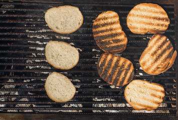 slices of fried bread on the grill