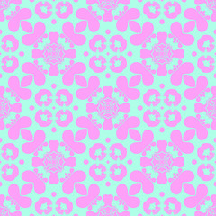 Blue pink beautiful pattern with floral element