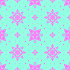 Fototapeta na wymiar Pink and blue seamless pattern with beauty floral elements