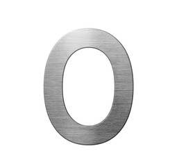 Metal font english alphabet. Letter O from a metal plate isolated on a white background.