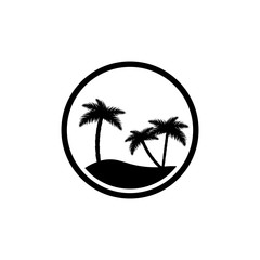 Palm trees icon, flat design template, vector illustration