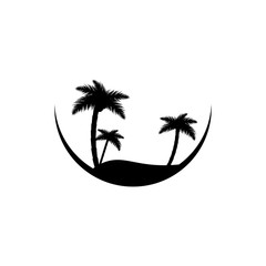 Fototapeta na wymiar Palm trees icon, flat design template, vector illustration