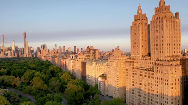 push in view of central park west buildings